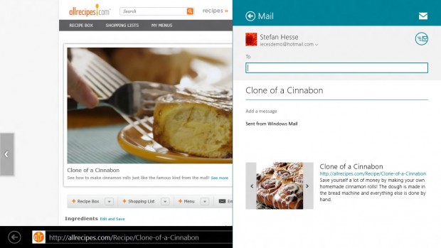 Teilenfunktion direkt aus dem Browser aufrufen